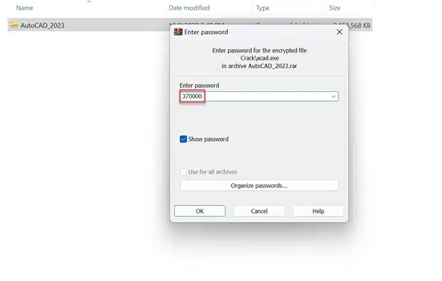 Nhập pass như hình để giải nén file