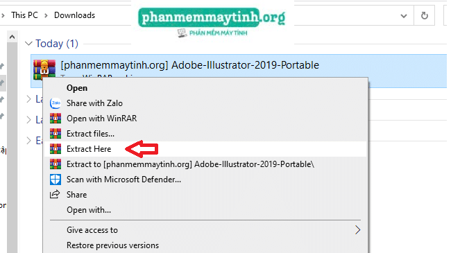 Giải nén file rar vừa tải về máy.