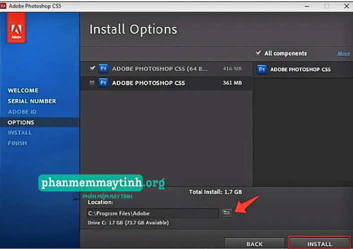 Chọn vị trí lưu và nhấn "Install" để cài đặt.