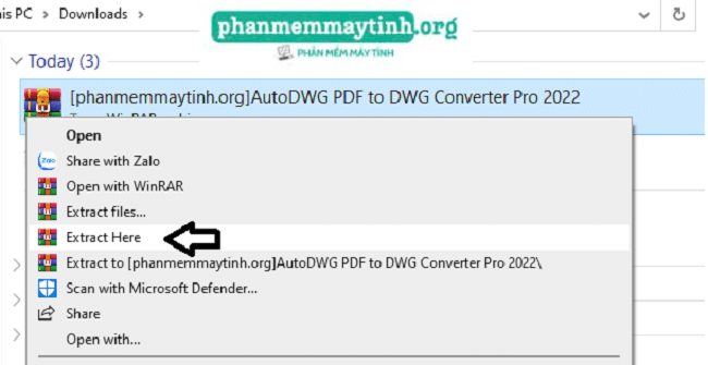 Giải nén file vừa tải về máy.