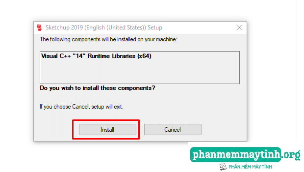Bấm Install để tiếp tục