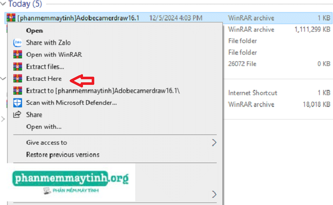 Tiến hành giải nén file rar.