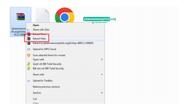 Giải nén file tải về bằng phần mềm WinRAR hoặc 7-Zip.