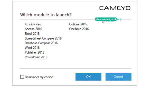 Chọn vào ứng dụng cần mở và nhấn OK