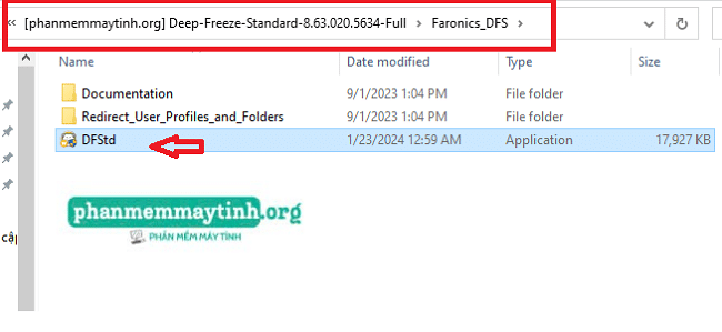 Mở file "DFStd" để cài đặt phần mềm.