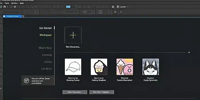 Đây là giao diện phần mềm CorelDraw sau khi sửa lỗi thành công.