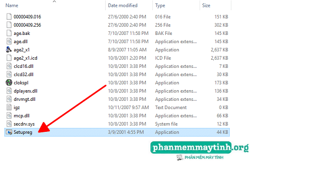 Đầu tiên bạn chạy file Setupreg